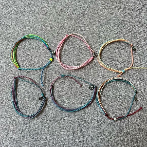 Pura Vida Bundle of 6 Wax Coated String Bracelets Adjustable Sizing Costa Rica - Picture 1 of 12